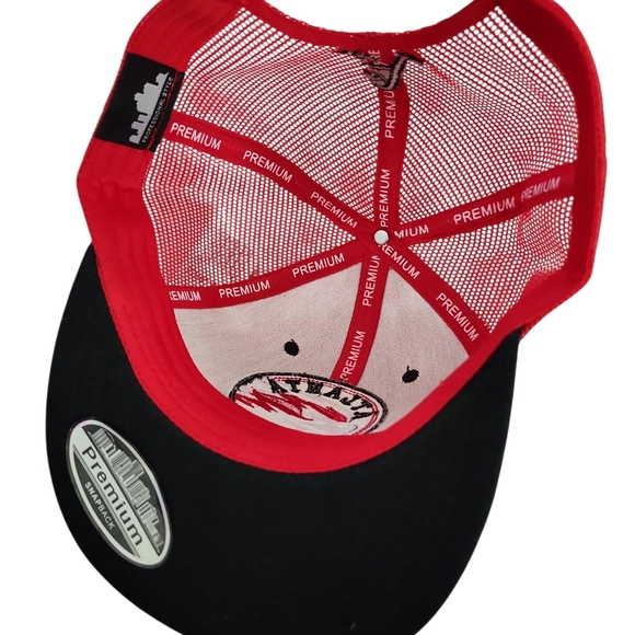 Atlanta Red Snapback Hat Mesh Trucker Cap Men's Streetwear - Picture 5 of 6